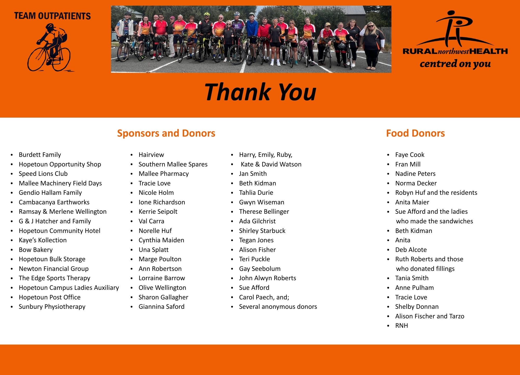 Team Outpatients thank you ad